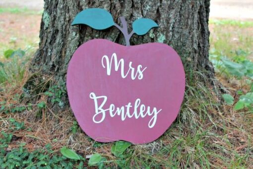 Apple Shaped- TEACHER SIGN - Teacher apple name sign