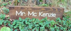 3X12 - WALNUT STAINED DESK NAME SIGN = TEACHER