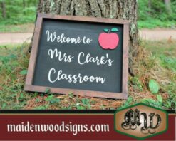 Framed Teacher Name Sign Apple