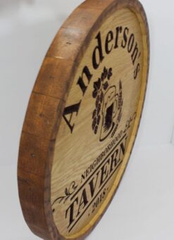 Alternative view of Barrel Head Sign,home bar, custom made Personalized pub sign