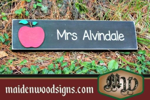 3X12 - Teacher Desk Name Sign  apple themed
