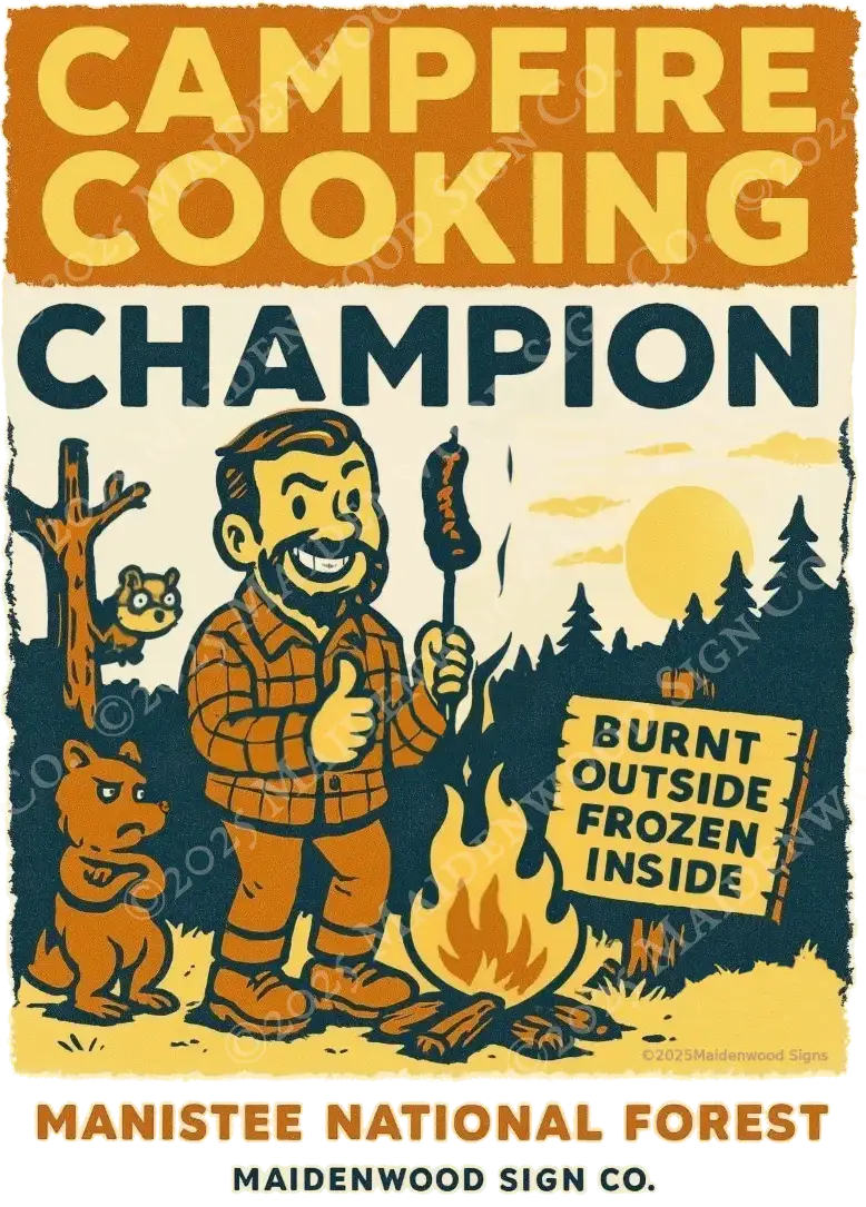 Campfire Cooking Champion T-Shirt – Manistee National Forest | Funny Outdoor Michigan Apparel - Image 2