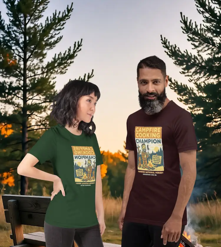 Campfire Cooking Champion T-Shirt – Manistee National Forest | Funny Outdoor Michigan Apparel - Image 3