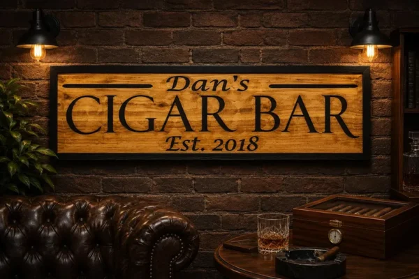 Alternative view of Cigar Bar Sign wooden cigar sign