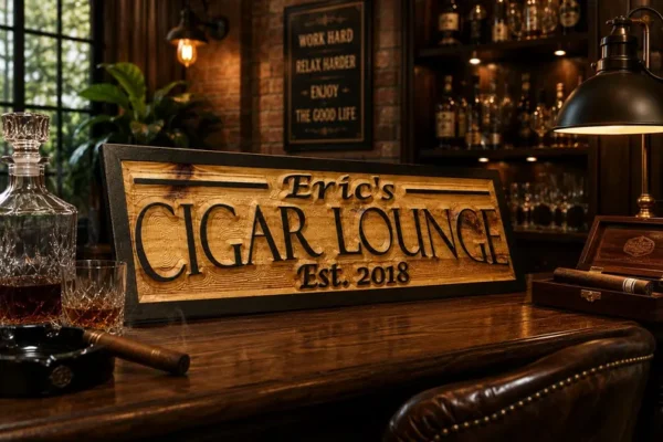Alternative view of Personalized Cigar Lounge Sign