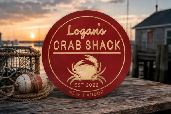 Alternative view of Personalized Crab Shack Sign | custom round signs