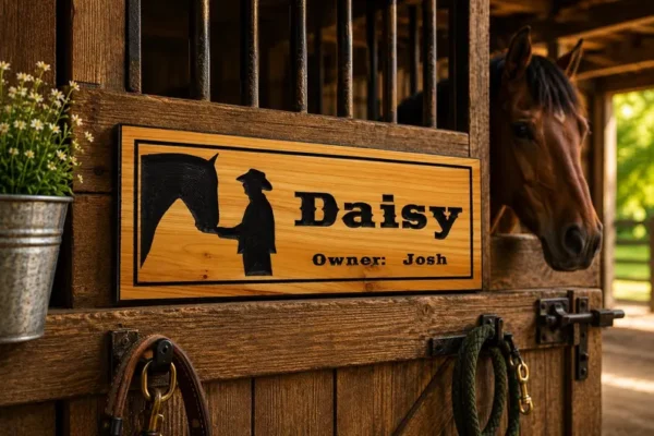 Alternative view of Stall Nameplates - mutliple graphic choices Yeehaw!
