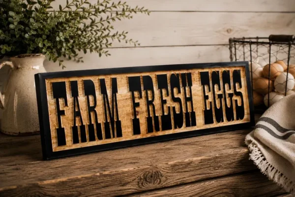 Alternative view of FARM FRESH EGGS  Sign - cedar  - farmhouse sign, farmhouse kitchen