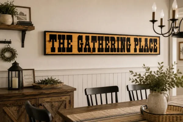5x36 gathering place - ReverseCut  - farmhouse sign, farmhouse kitchen, fixer upper decor