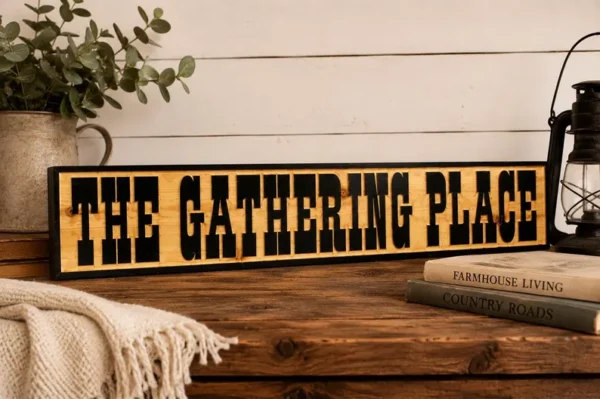 Alternative view of 5x36 gathering place - ReverseCut  - farmhouse sign, farmhouse kitchen, fixer upper decor