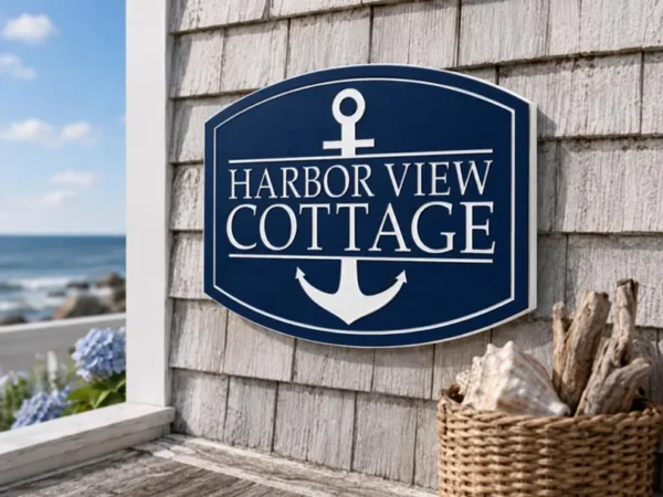 Personalized PVC Beach House Sign with Anchor |  indoor | outdoor