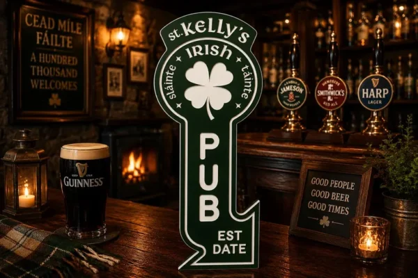 Slainte Sign, Pub Decor, Bar Signage  |  indoor | outdoor Weatherproof Shamrock Irish Pub