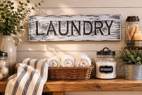 Farmhouse LAUNDRY Sign rustic distressed