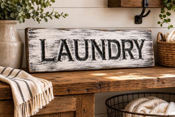 Alternative view of Farmhouse LAUNDRY Sign rustic distressed