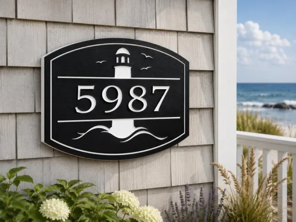 Lighthouse Address Sign Personalized PVC  |  indoor | outdoor