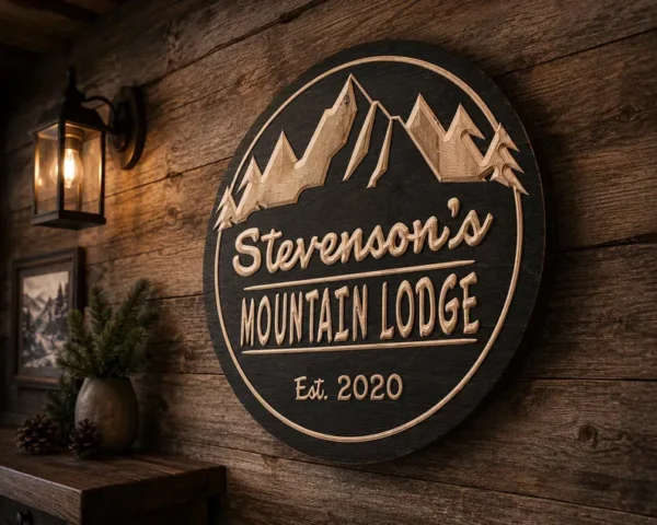 Personalized Mountain Lodge Sign | custom round signs