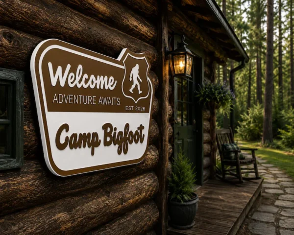 Custom "Welcome to Our Adventure" PVC Camp Sign - Personalize Your Outdoor Retreat