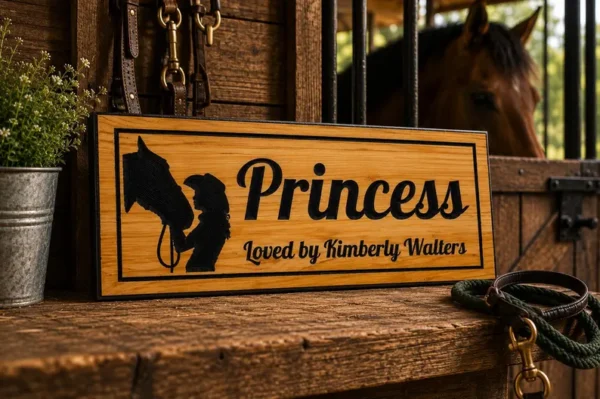 Alternative view of Custom Name Plate - Barn Stall - Horse stable sign -