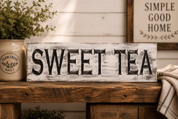 distressed farmhouse SWEET TEA sign