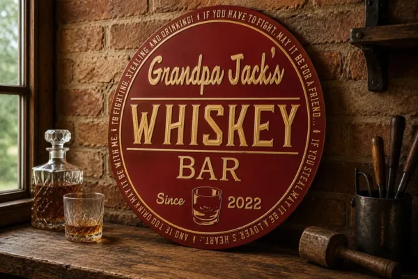 Alternative view of Personalized Whiskey Bar Sign | Custom bar signs